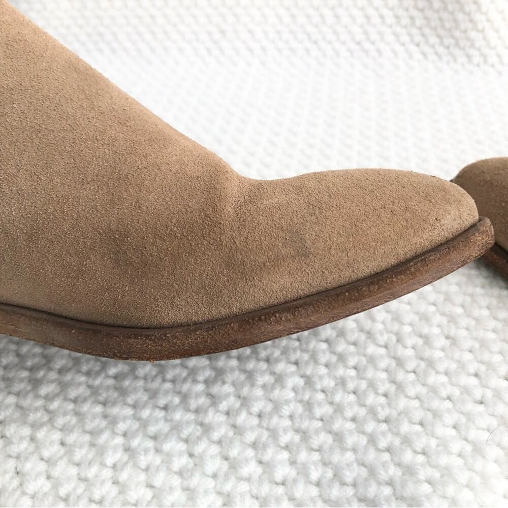 Frye Beige Taupe Suede Ray Western Shootie Ankle Boot Double Silver Buckles 7 - Picture 4 of 11